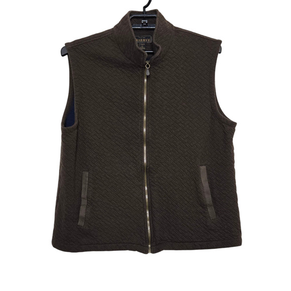 Jos A Bank Reserve Vest Size XL Cotton Brown Zip Up - Picture 1 of 6